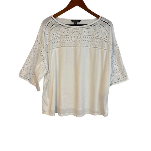 Women’s Green Label Ralph Lauren Size XL White with Embroidery Short Sleeve. - Picture 2 of 4